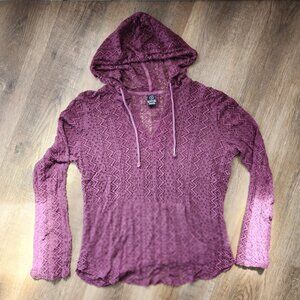 🌴☀️Empyre Purple Ombre Crochet Knit Hooded Top Bohemian Boho Beach Cover-Up